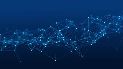 Fototapete - Structural connection of information. Data transfer in network connection. Abstract data background. 3D Seamless loop.