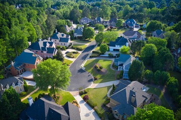 Wall Mural - Aerial view of an upscale sub division in suburbs of USA