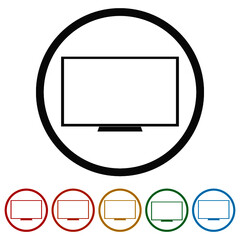 Sticker - Tv ring icon isolated on white background color set