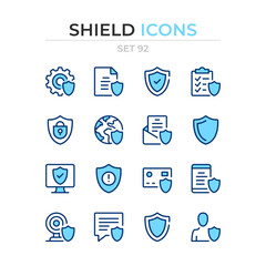 Wall Mural - shield icons. vector line icons set. premium quality. simple thin line design. modern outline symbol