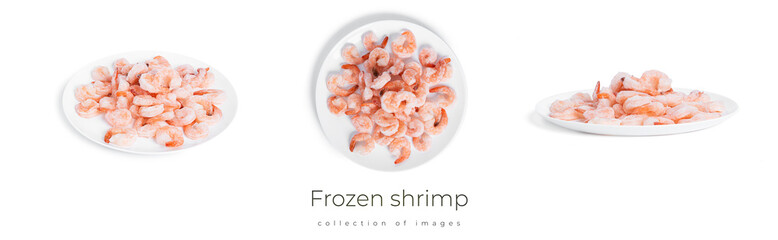 Wall Mural - Frozen shrimp isolated on a white background.