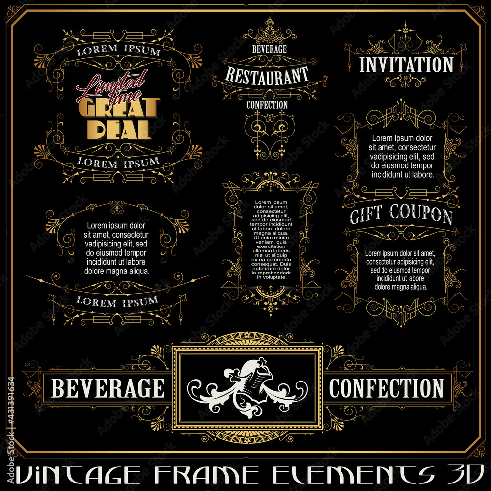 Vector set frame and border design elements Stock Vector | Adobe Stock