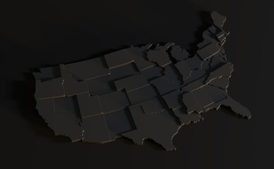 Wall Mural - usa 3d geographic empty map abstract levels render