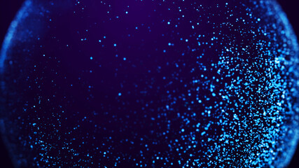 Wall Mural - magical sparkles of light form abstract structures. blue glow particles with amazing bokeh for fanta