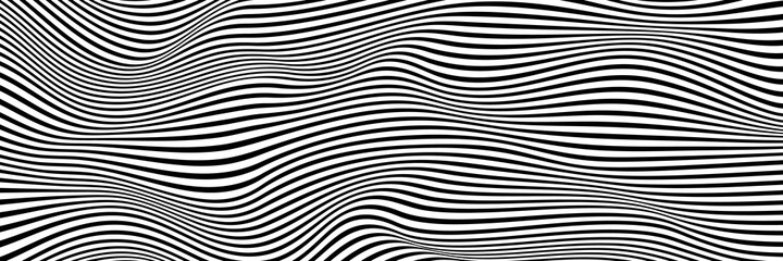 simple wavy background. vector illustration of striped pattern with optical illusion, op art. long h