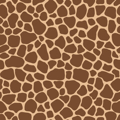 Wall Mural - Vector seamless animalistic pattern. Freehand abstract illustration of giraffe skin print.