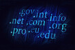 internet domain name concept in dark background neon style, web hosting
