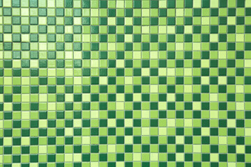 Wall Mural - Pattern of Green mosaic tiles on the wall  texture background