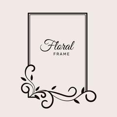 Poster - Simple black floral frame. -  Vector.