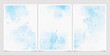 light blue watercolor wet wash splash on paper birthday or wedding invitation card background template collection