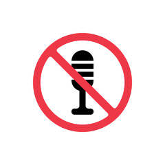 Wall Mural - No microphone sign, forbidden podcast  icon, prohibited mic symbol - Vector