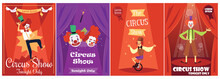 Design Posters For Fun Circus Show Or Entertainment Performance With Clowns.