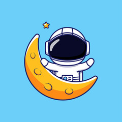 Wall Mural - Cute astronaut in the moon