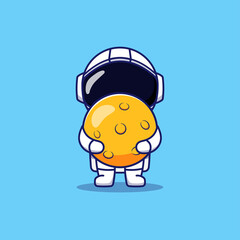 Wall Mural - Cute astronaut carrying moon balloon
