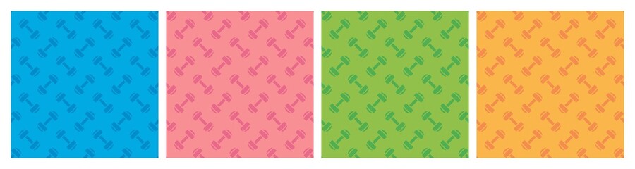 Set of fitness dumbbells pattern seamless, workout equipment background - Vector
