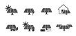 solar panel icon set. eco friendly power industry. sustainable, renewable and alternative energy symbols