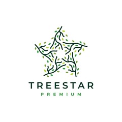 Wall Mural - tree star branch leaf logo vector icon illustration