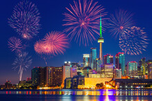 Toronto (Canada) With Fireworks During New Year's Eve