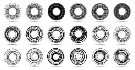 Wall Mural - circle lines isolated on the white background. circular striped line frame set. . logo design elemen