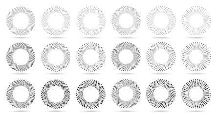 Wall Mural - halftone circular dotted frames set. circle dots isolated on the white background. logo design eleme