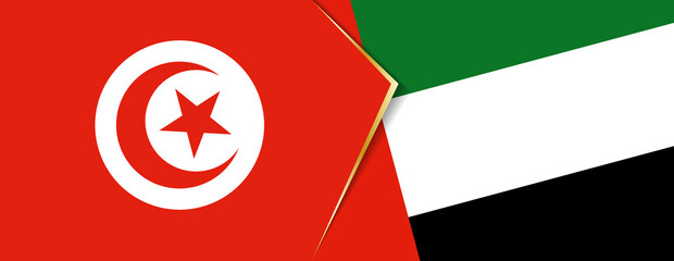 Tunisia and United Arab Emirates flags, two vector flags.