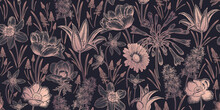 Spring Background. Floral Seamless Pattern. Vector. Vintage.