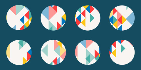 Wall Mural - highlight cover icon set with abstract geometric shapes and triangles. social media, stories circle 