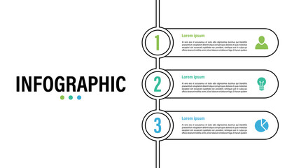 Wall Mural - Infographic design business concept vector illustration with 3 steps or options or processes represent work flow or diagram or web button banner