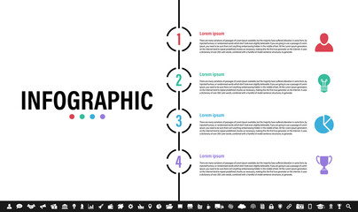 Wall Mural - Infographic design business concept vector illustration with 4 steps or options or processes represent work flow or diagram or web button banner