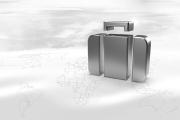 Wall Mural - silver suitcase icon and luggage as car on isolated background.