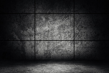 Wall Mural - empty of studio dark room concrete floor grunge texture background.