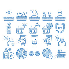 Poster - Sunscreen icon hand drawn illustration