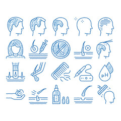 Canvas Print - Hair Transplantation icon hand drawn illustration