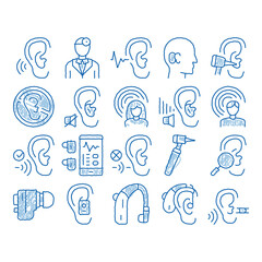 Sticker - Hearing Human Sense icon hand drawn illustration