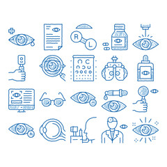 Sticker - Optometry Medical Aid icon hand drawn illustration