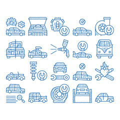 Canvas Print - Car Restoration Repair icon hand drawn illustration