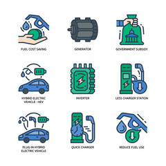 Wall Mural - Electric Vehicle Icon Set