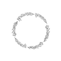 Wall Mural - hand drawn vector circle floral wreath illustration