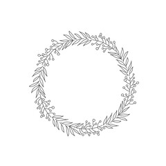 Wall Mural - hand drawn vector circle floral wreath illustration