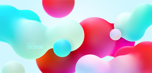 Wall Mural - Multicolored background with liquid bubble shapes.
