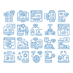 Poster - Telemedicine Treatment icon hand drawn illustration