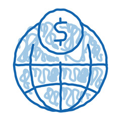 Sticker - World Payment Coin Transfer doodle icon hand drawn illustration