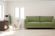 © AntonSh - White living room with sofa. Scandinavian interior design. 3D illustration