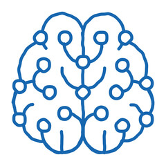 Wall Mural - Artificial Intelligence Brain doodle icon hand drawn illustration