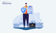 © Ilusiku studio - Insurance broker agent with agreement policy illustration