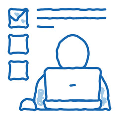 Wall Mural - Man Working At Laptop Job Hunting doodle icon hand drawn illustration