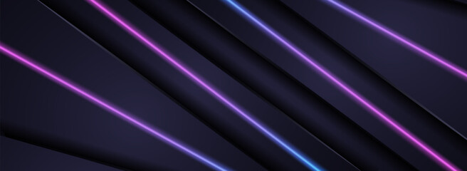 Wall Mural - Abstract Navy Background Design Combined with Shinny Purple Gradient Lines.