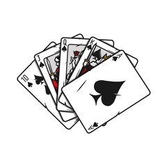 Royal flush of spades poker hand