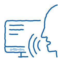 Sticker - Computer Human Voice Control doodle icon hand drawn illustration