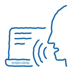 Wall Mural - Laptop Human Voice Control doodle icon hand drawn illustration